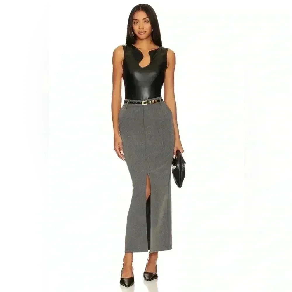 Amanda Uprichard - Sleeveless Leather Puzzle Tank Top in Black NWT (Sz XS) - Picture 3 of 7